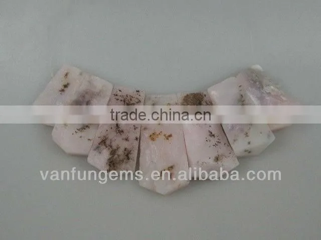 AA grade Pink Opal rectangle freeform besds for necklace