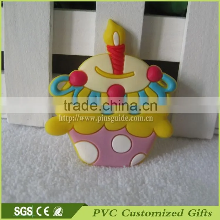 soft pvc custom 3d fridge magnet souvenir with pink cake for promotional gifts items