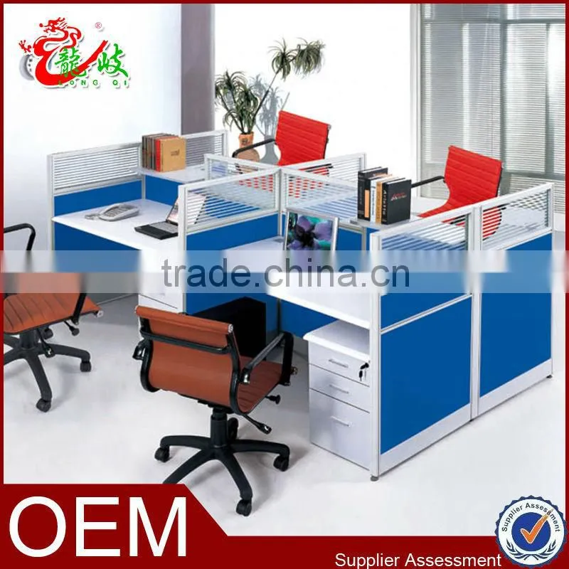 four people seat half glass aluminium partition office screen workstation melamine cubicle partition office workstation