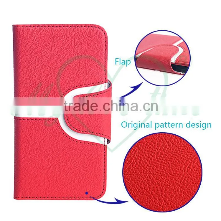Red and White Patchwork Leather Wallet Case for Samsung Galaxy S7