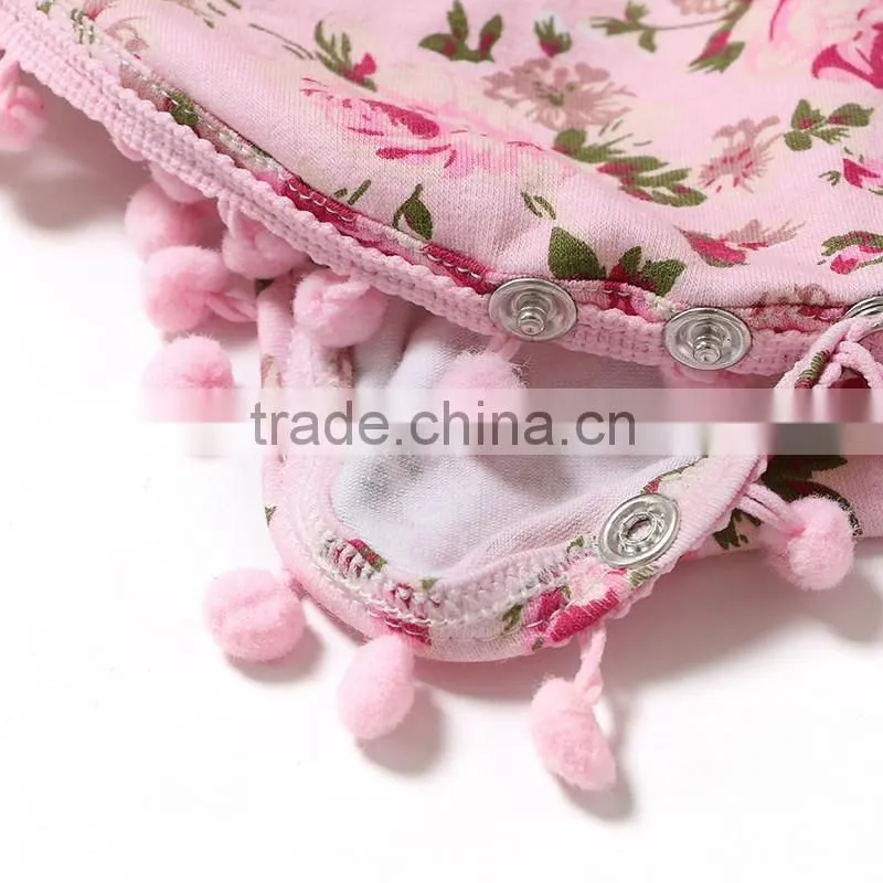 Wholesale Fashion Elegant Soft Cotton Floral Sleeveless Baby Girls Romper