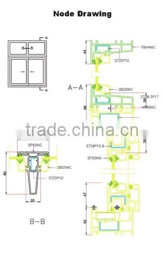 CONCH 80 PVC profiles for UPVC windows system
