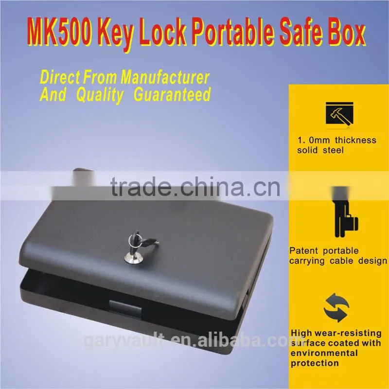 Wholesale -- MK500 Micro Vault key car gun pistol metal portablel key lock storage small file Mini Ipad safe box , document box