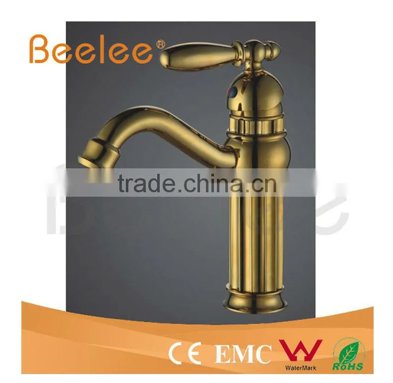 Bathroom basin golden polished sink mixer tap faucet