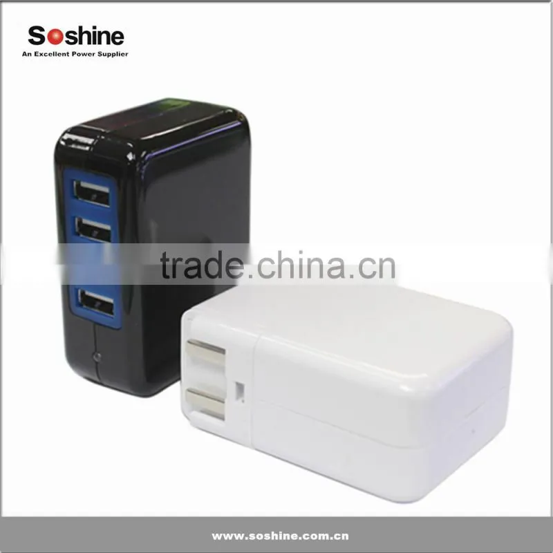 New product Soshine Power 4-USB 3.1A 15w Travel Wall Charger usb mobile travel charger 4 port usb charger