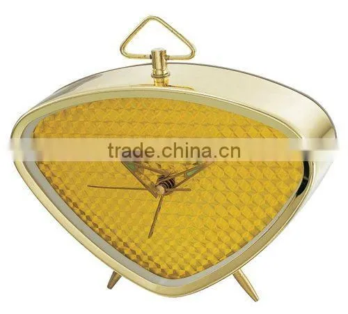 triangle metal case mechanical alarm clock