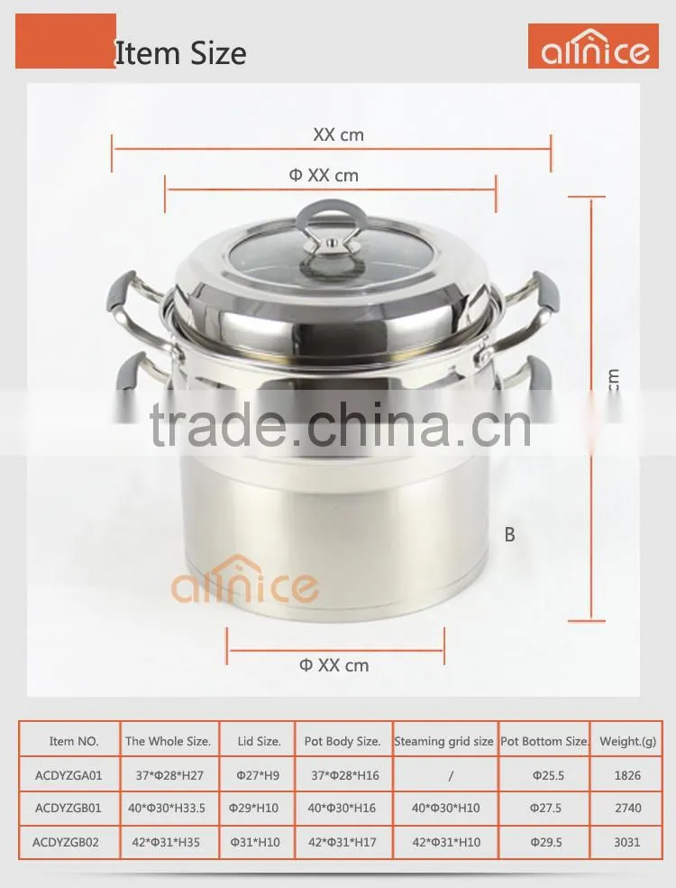 American style whole Multi-ply Stainless Cookware - Steamer Pot Series Stock Pot Steamer Pasta Cooker