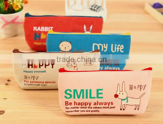 Lovely animal happy style pencil case for girls