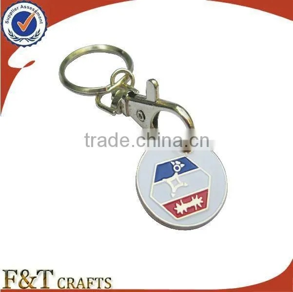 2015 Personalized Cheap Metal Trolley Coin Keyrings with Logo shopping cart