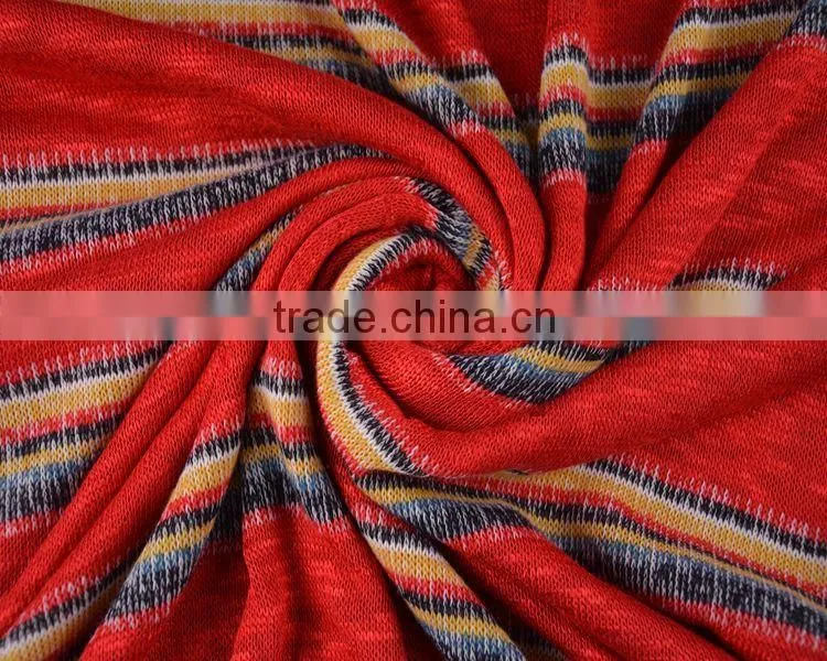 Jiufan Textile Soft Touch Multicolor Yarn Dyed Loose Stripe Fabric with Slub Knitted Dress Fabric Suppilers