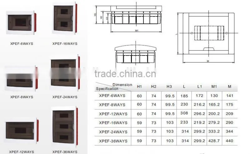 XPEF series flush mounted electrical/indudtrial waterproof power distribution box