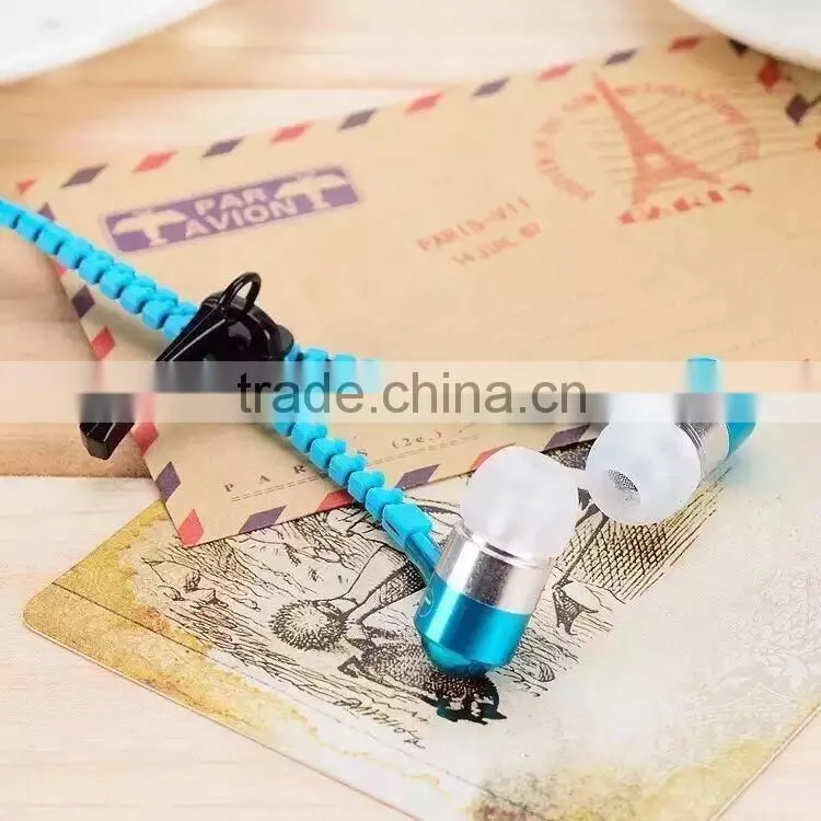 3.5 jack hotseling zipper earphone for mobile