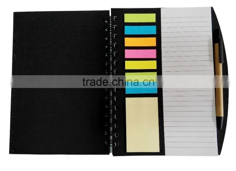 Mini sprial pocket note book with colorful sticky notes