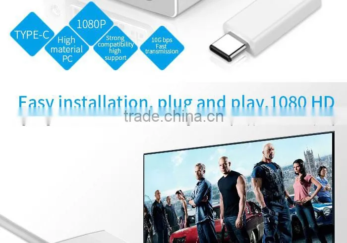 New 1080p USB3.1 type C to DVI converter adapter for hd using