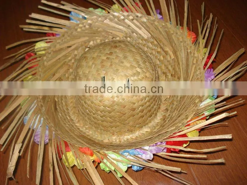 blue summer natural straw hat