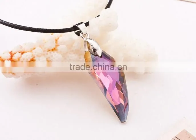 Crystal Wolf Tooth Style Pendant Black Chord Unisex Fashion Necklace Gift