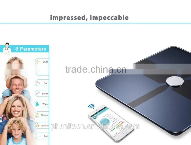 High Precision Bluetooth Digital Body Fat Scale With 4 Sensors