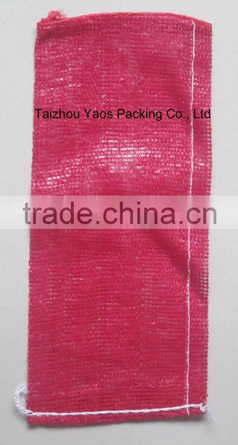red PP tubular mesh bag vegetables onion circular drawstring tubular bag