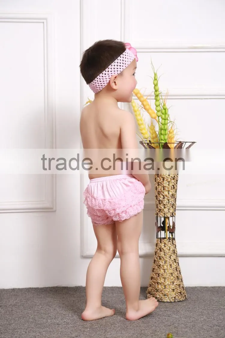 2016 design cheap hotsale lace solid color bloomers for kids
