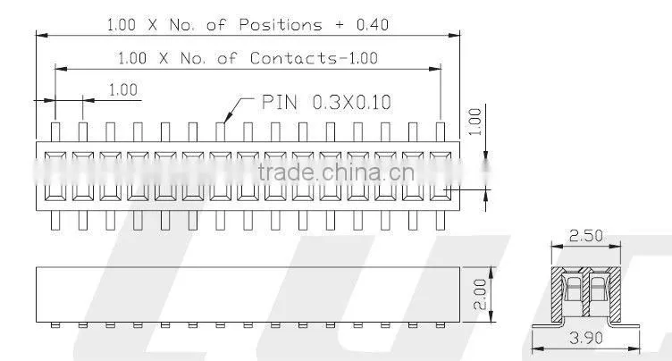 pitch 1.00mm dual row SMT type female header