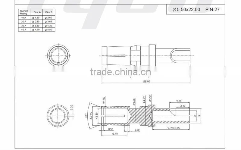 Machine pins Pin receptacle