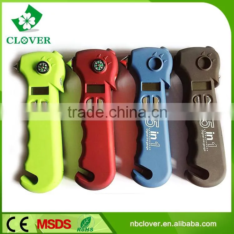Glass broken hammer and safe belt cutter car LCD display digital tire gauge