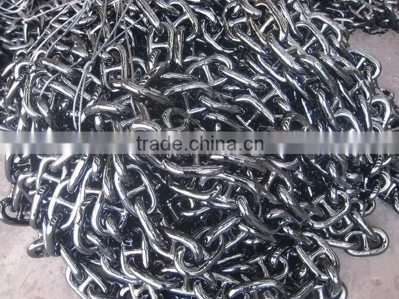 black painted ocean mooring anchor chain