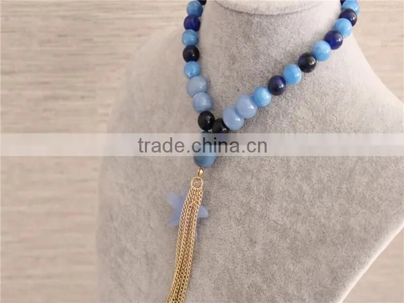 Factory direct Bead Acrylic Necklace Fashion Blue Color Acrylic statement Necklace