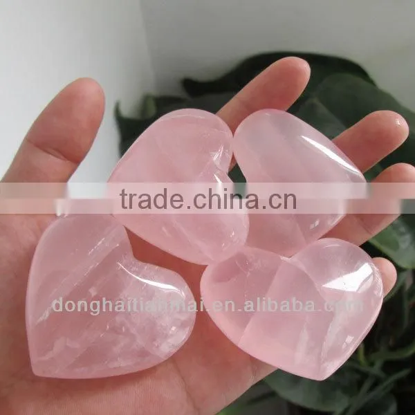 Hotsale Natural Rose Crystal Heart /Wholesale PINK Crystal Heart Gift
