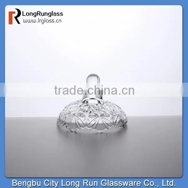 LongRun 284ml elegant design machine pressed beautiful glassware high quality glass holder with lid