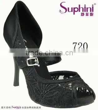 Suphini Black Lace Elegant Tango Ballroom Latin Dance SHoes