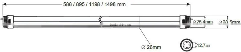 0.5m T8 freezer LED tube (>100lm/W , Operate from -40 degree~50 degree),TUV,SAA,CB,C-Tick T8 LED tube