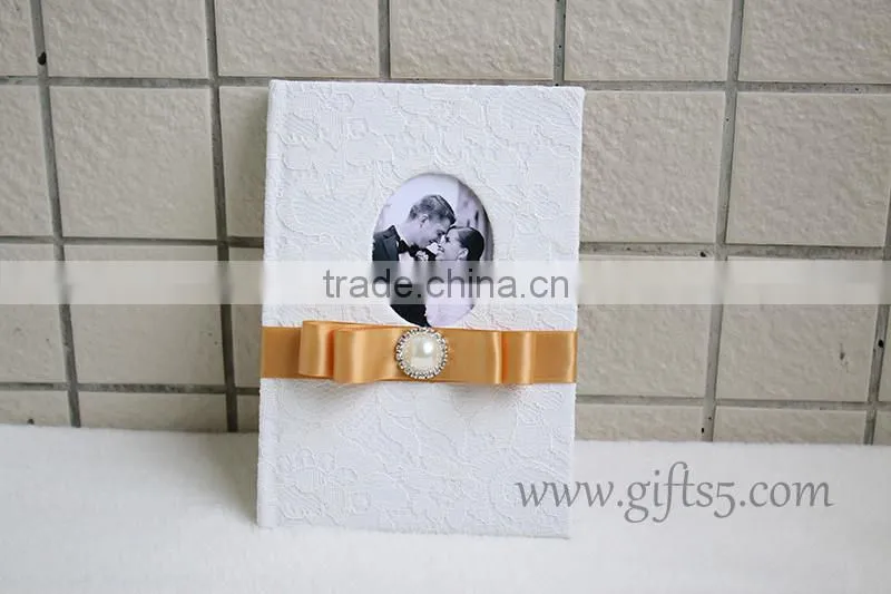 Lace white fabric Wedding Signature Guest Book