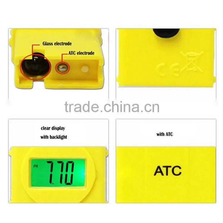 High Accuracy Pocket Size Handheld pH Meter back light with ATC