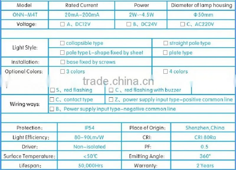 ONN-M4T CNC Led Machine Lamp / Machine Tool Warning Lamps