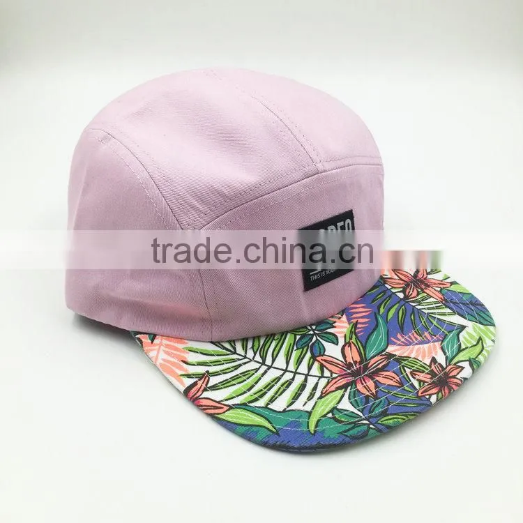 Custom design your own logo flat brim 5 panel skull cap