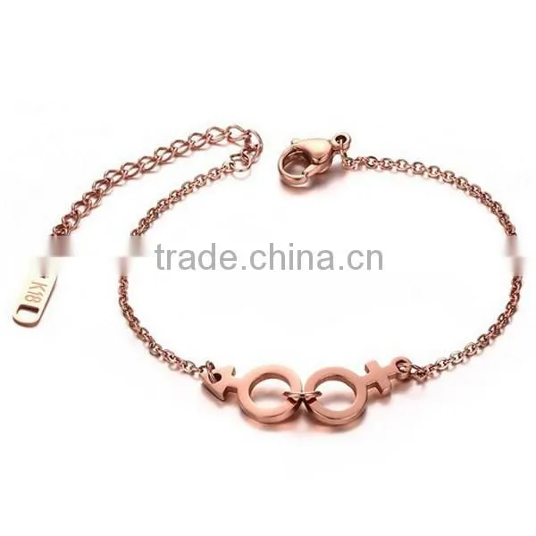 Fashion Rose Gold Plated Couple Stainless Steel Bracelet