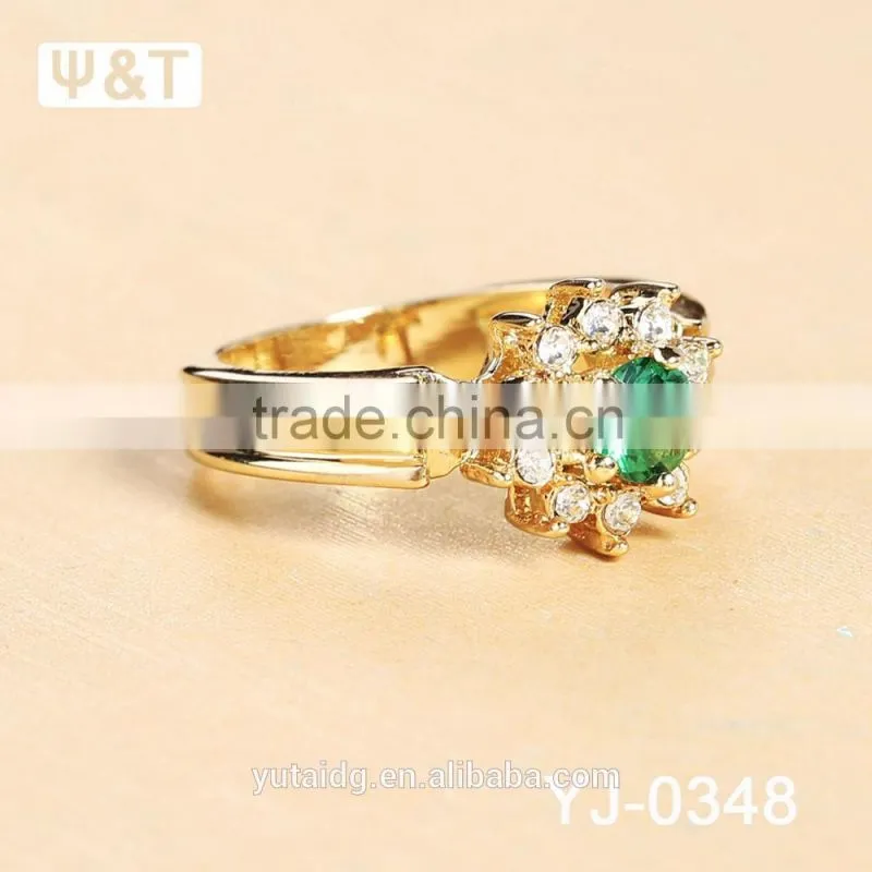 Jingli jewelry Green Stone Gold Plated Ring (YJ-348)