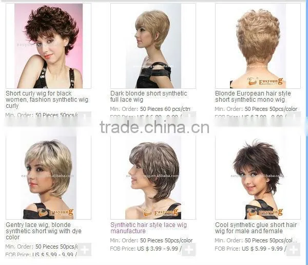New short women's synthetic lace wig for mum, mother wigs