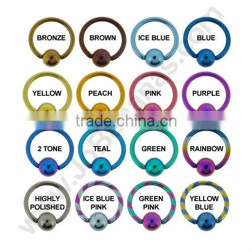 Titanium anodized segment ring, body piercing nose ring jewelry
