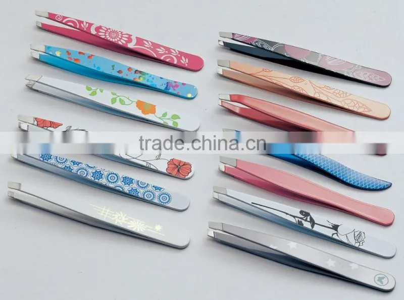 Colorful painting finish silk screen pattern tweezer