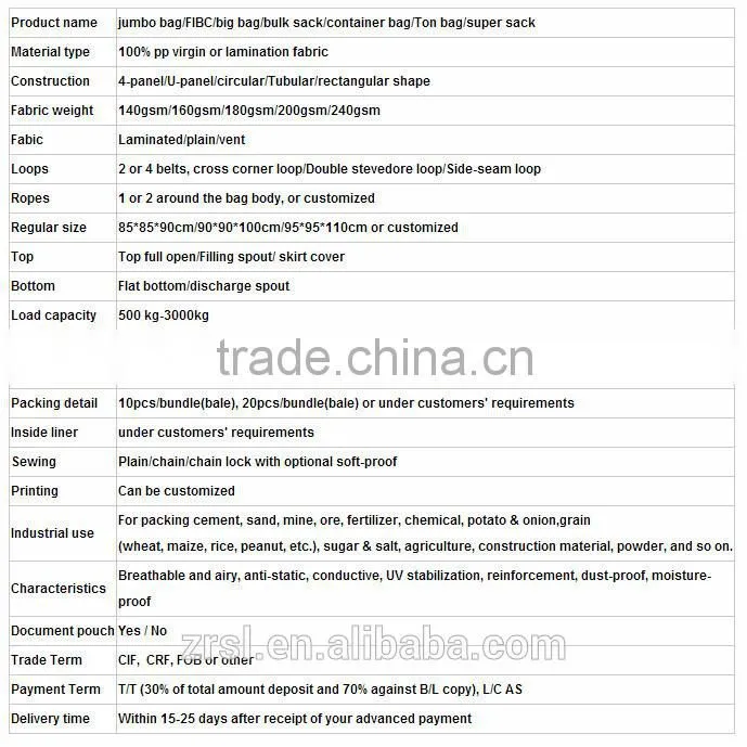Conductive big bag/type C conductive fibc/big bag/ton bag