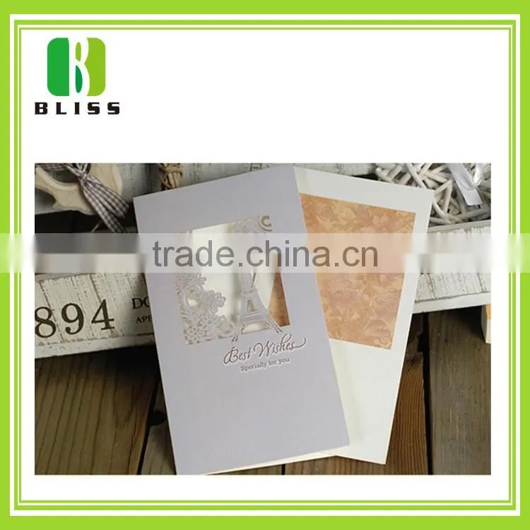Fashion design paper custom shape folding diecut hot stamping handmade paper greeting cards designs