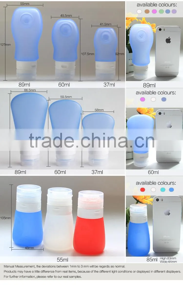 2017 new design BPA Free travel bottles for shampoo lotion soap sun cream