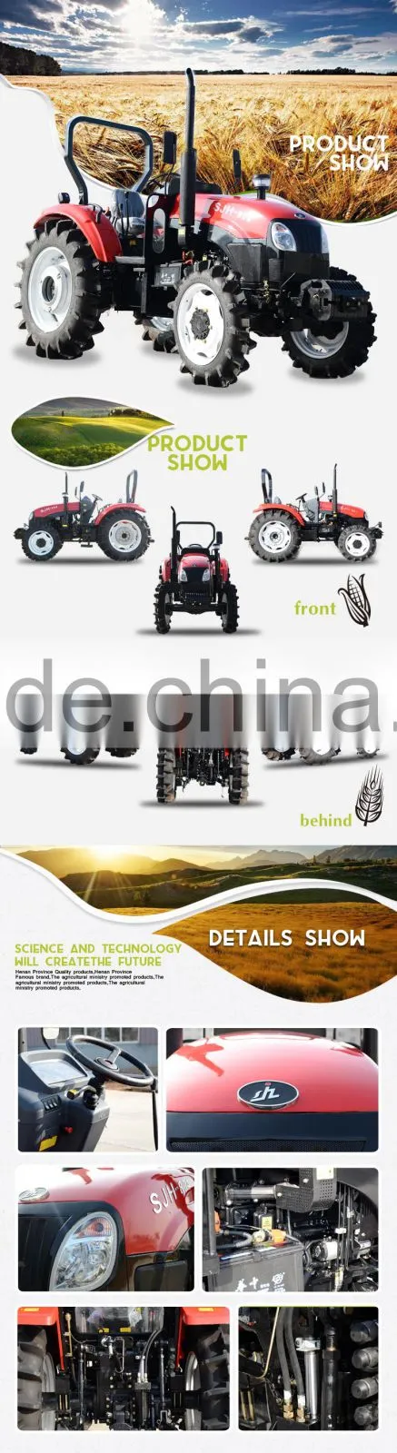 80Hp 4WD farm agriculture tractor with best service