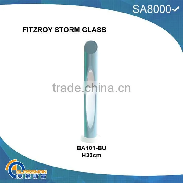 BAW0911 FITZROY STORM GLASS WITH WOOD BASE