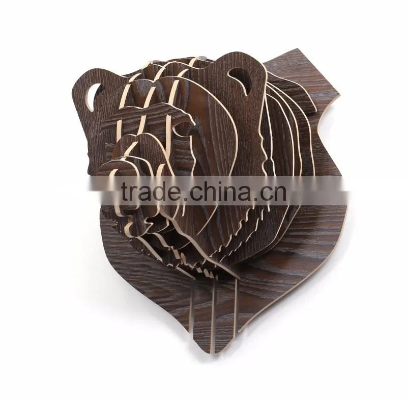 Wall hanging wood crafts bear head decoration