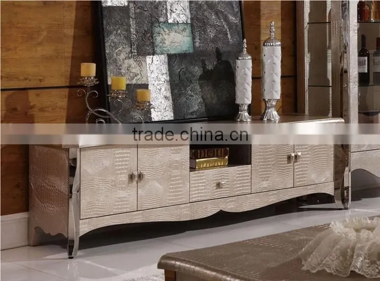 hot selling modern stainless steel legs MDF panel tv stand unit set