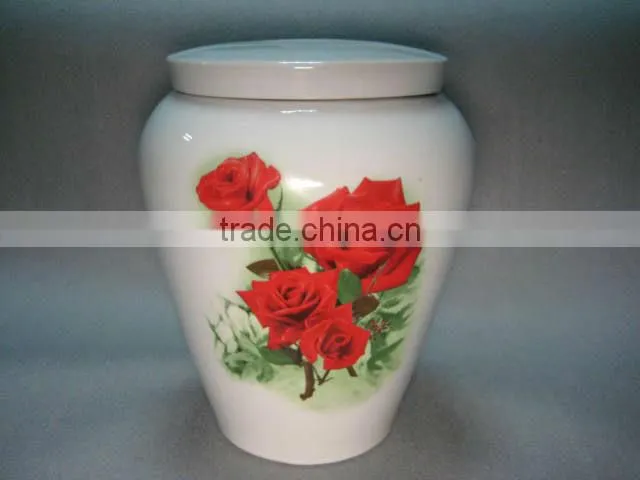 Pottery Cylinder Urns With Flower Printing
