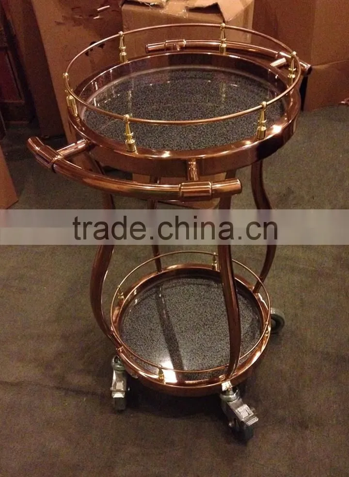 Elegant and smart stainelss steel liquor cart food serving trolley for hotel C-46